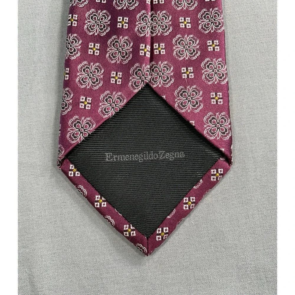 Ermenegildo‎ Zegna Floral Burgundy Men's  Dress Tie